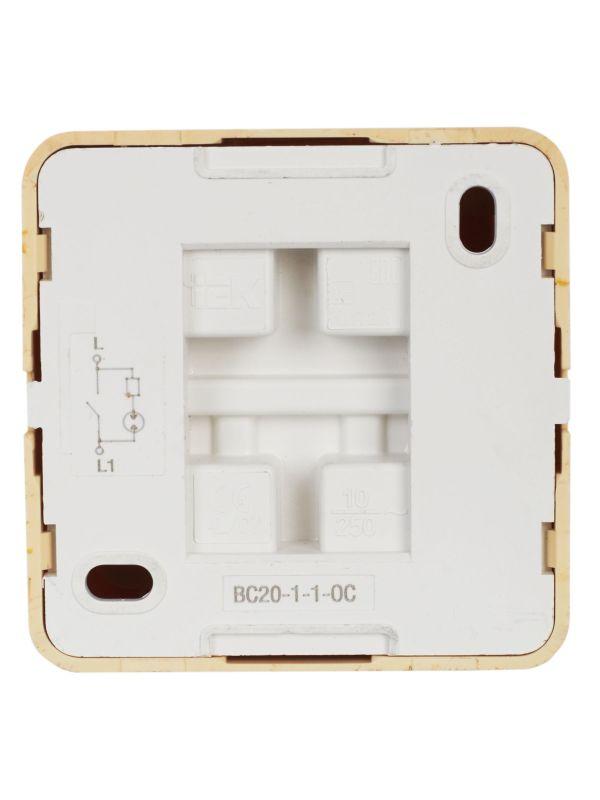 Выключатель 1-кл. ОП Октава 10А IP20 ВС20-1-1-ОС с индикацией сосна IEK EVO11-K03-10-DC