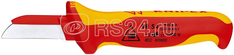 Нож для кабеля VDE 1000В пластиковый обух на лезвии для предупреждения КЗ L190мм диэлектрический двухкомпонентн. рукоятка Knipex KN-9854