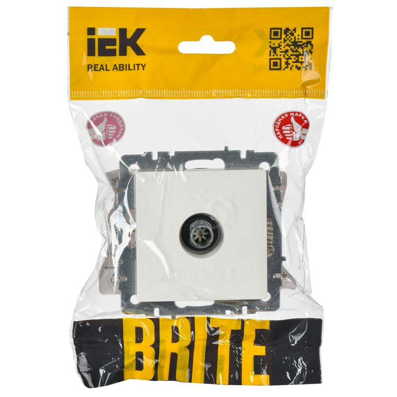 Розетка телевизионная оконечная TV СП Brite РТВ11-0-БрБ механизм бел. IEK BR-A10-O-K01