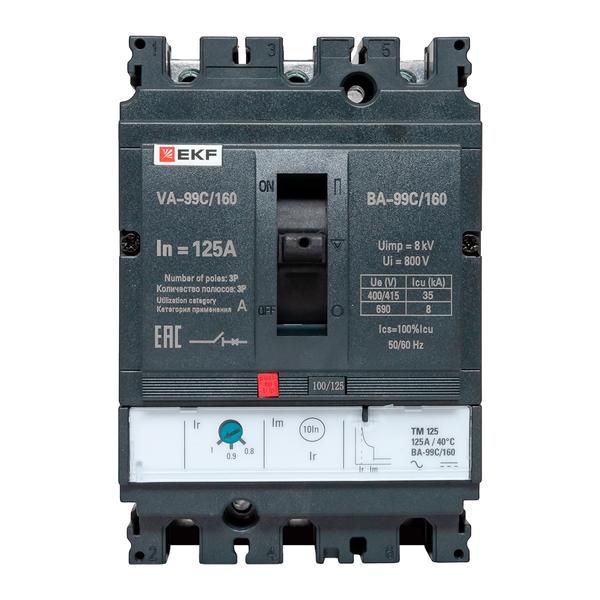 Выключатель автоматический 3п 160/125А 36кА ВА-99C Compact NS PROxima EKF mccb99C-160-125