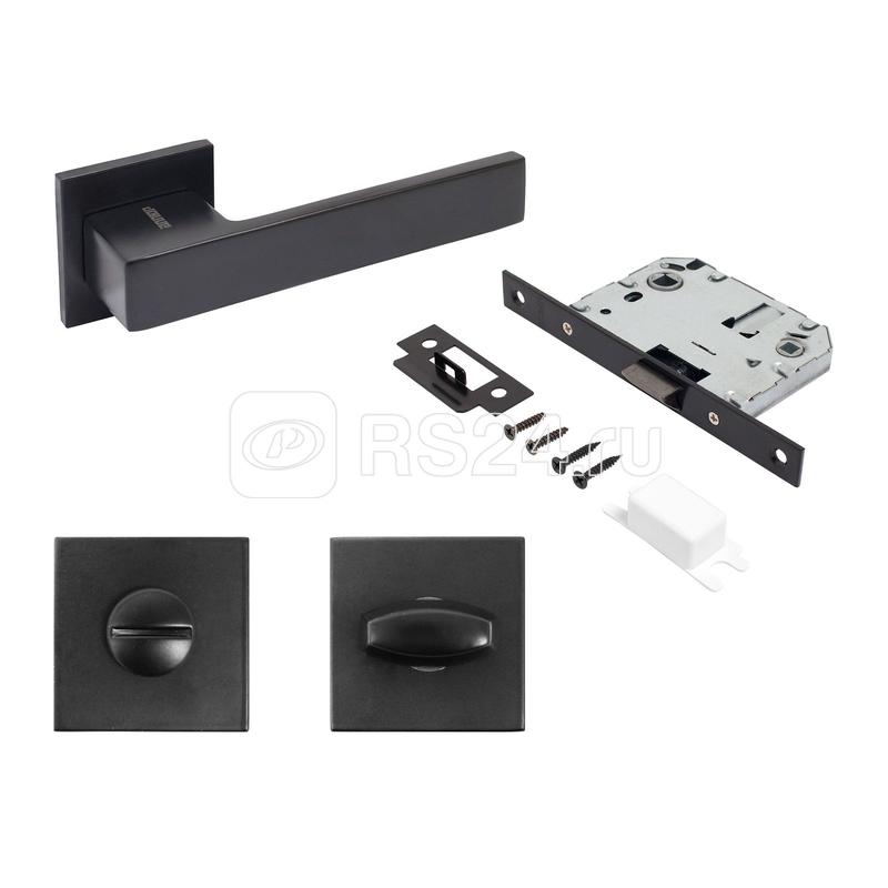 Комплект ручка и защ с фикс АРТ "РИНГО" BL+L7050S BL+BK-S2 BL (83150/S7050) матов. черн. Аллюр 15 724