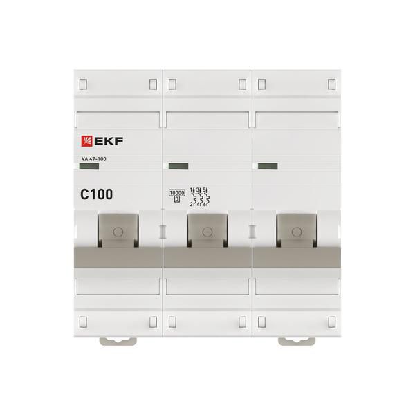 Выключатель автоматический модульный 3п C 100А 10кА ВА 47-100 PROxima EKF mcb47100-3-100C-pro