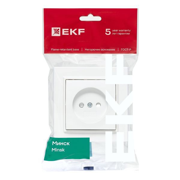 Розетка 1-м СП Минск 10А IP20 без заземл. защ. шторки бел. Basic EKF ERR10-022-100