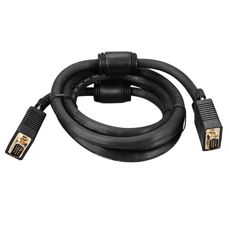 Шнур VGA plug - VGA plug 3м gold с ферритами REXANT 17-5505