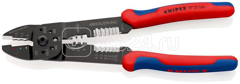 Пресс-клещи для резки и зачистки кабеля 3 гнезда Knipex KN-9722240SB