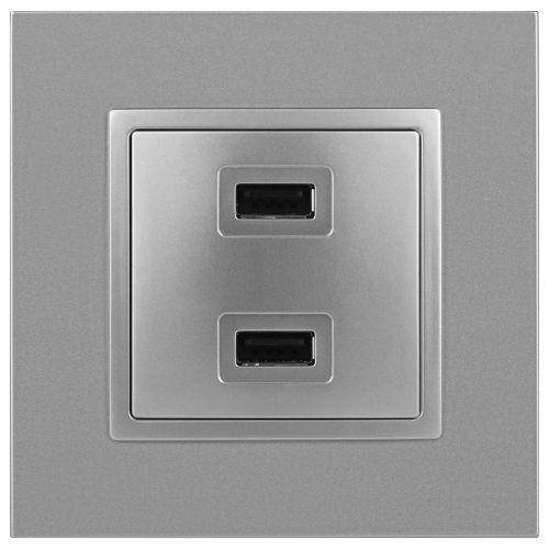 Устройство зарядное USB 14-4110-03 5В-2100мА Elegance алюм. ЭРА Б0034360