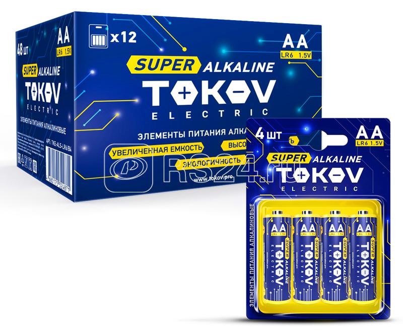 Элемент питания алкалиновый AA/LR6 (блист.4шт) TOKOV ELECTRIC TKE-ALS-LR6/B4