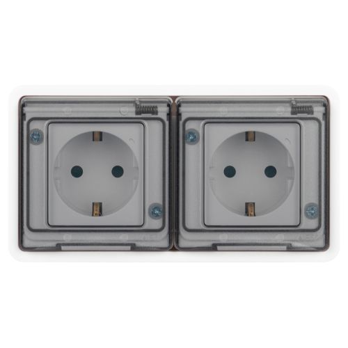 Розетка Эксперт 11-2524-01 2х2P+E гориз. IP55 шторки 16А-250В СУ бел. Эра Б0063254