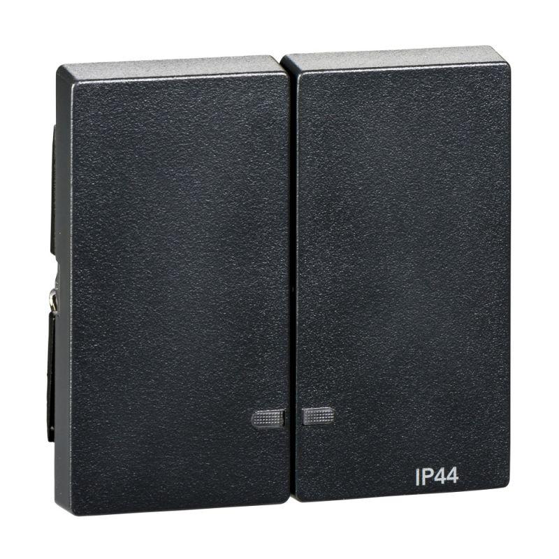 Клавиша 2-м Merten с окошком для свет. инд. IP44 антрацит SchE MTN3424-0414