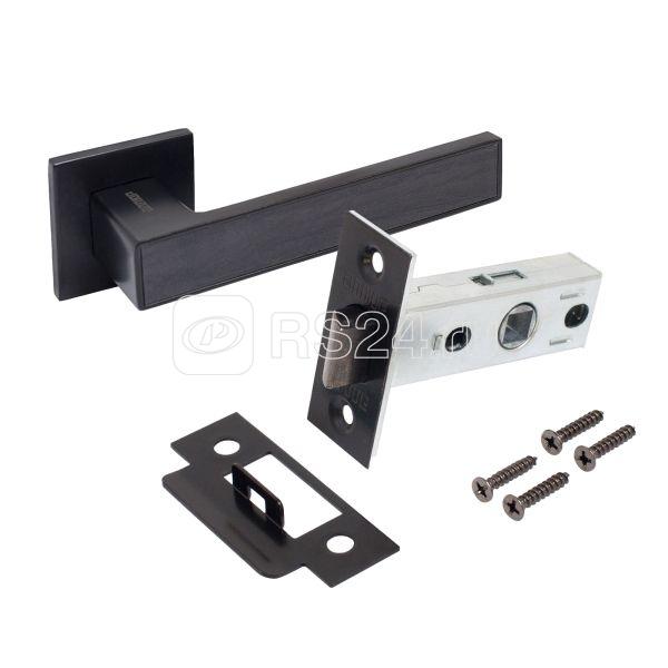 Комплект ручка и защелка "ЛАНА" АРТ BL/BL+L45-8 BL (86150/S45) матов. черн. Аллюр 15 709