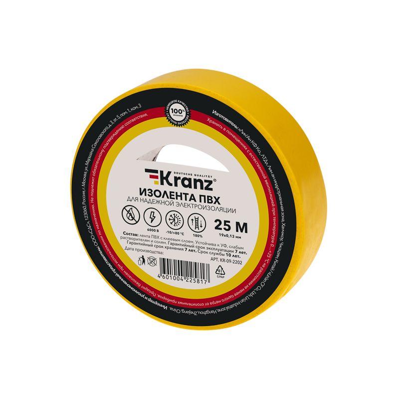 Изолента ПВХ 0.13х19мм 25м желт. Kranz KR-09-2202