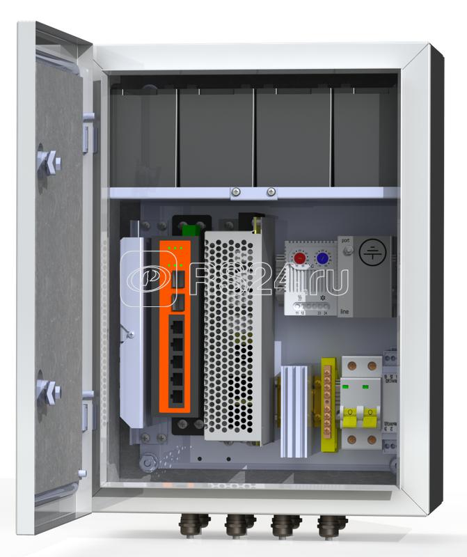 Термошкаф коммутационный 4хPoE 2хSFP 4хSC АКБ 4х12В 7А/ч IP66 300х400х210мм 6 УТП 4КУ ГЗ AКБ 7А Mastermann 00-00015653