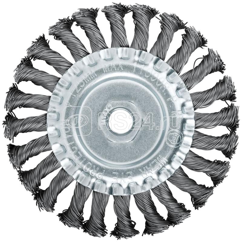 Корщетка-колесо гайка М14 стальная витая проволока 125мм FIT 39123
