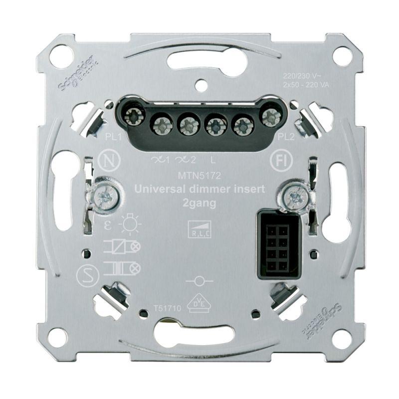Механизм светорегулятора Merten D-Life PlusLink 2х50-200Вт RLC 2 канала универс. SchE MTN5172-0000