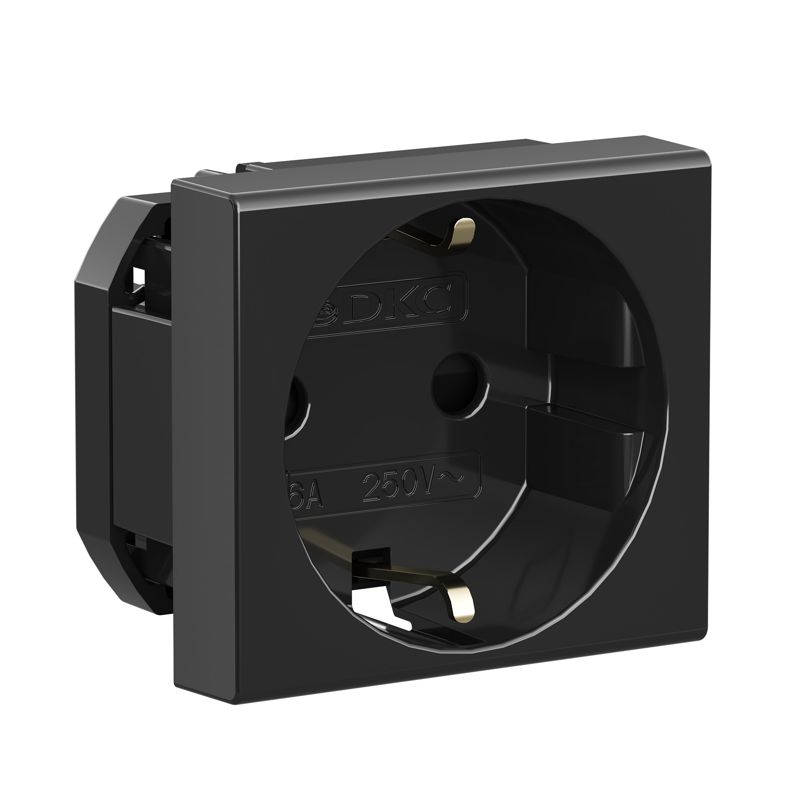 Розетка 1-м 2мод. Viva 16А IP20 2P+E с заземл. защ. шторки черн. DKC 45205