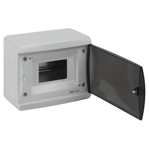 Корпус навесной ЩРН-П-6 ЭРА COMFORT IP41 прозр. крышка пластик. бел. ЭРА Б0067468