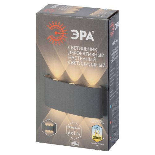 Светильник WL12 WH декор. подсветка светодиод. 6х1Вт IP54 бел. ЭРА Б0034610