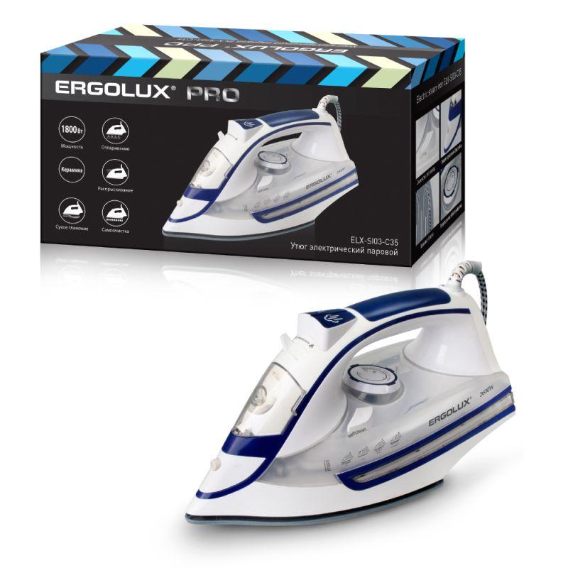 Утюг паровой ELX-SI03-C35 электр. 2600Вт 220-240В керамика бел./син. Ergolux 13128
