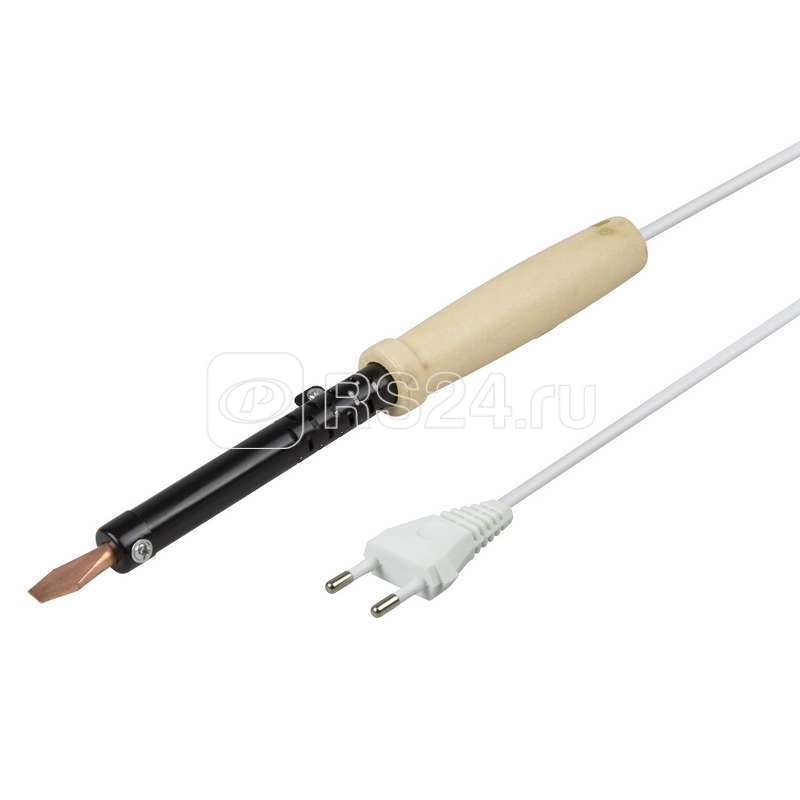 Паяльник ПД 220В 80Вт деревянная ручка + припой (блист.) Rexant 12-0223