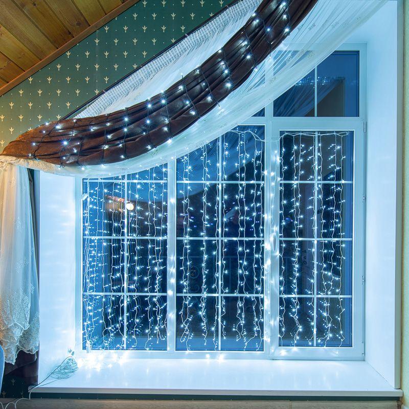 Гирлянда светодиодная "Твинкл Лайт" 15м 120LED бел. 6.9Вт 220-240В IP20 с контроллером 8 режимов провод ПВХ темн. зел. Neon-Night 303-055