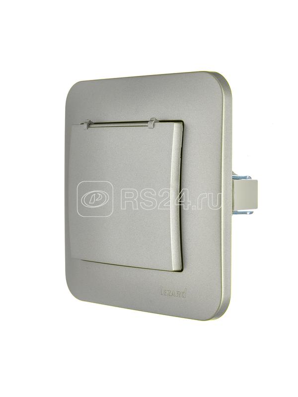 Розетка 1-м СП ASTI 16А IP20 с заземл. с крышкой термопласт в сборе платина. LEZARD 7081-3535-123В