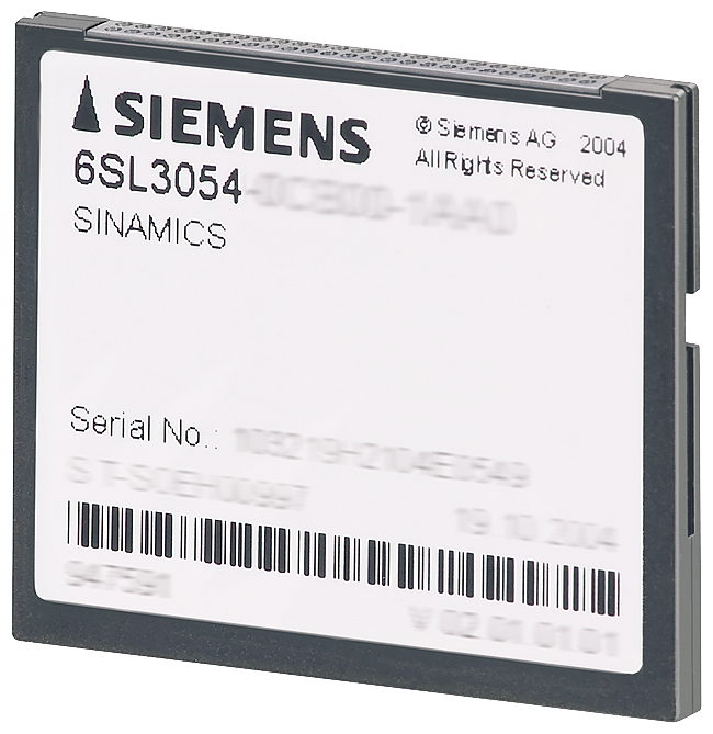 Карта памяти SINAMICS S120 COMPACTFLASH CARD W/O PERFORMANCE EXTENSION INCLUDING CERTIFICATE OF LICENCE V5.1 Siemens 6SL30540FB001BA0