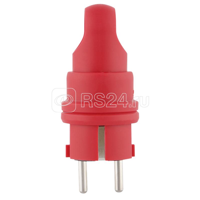 Вилка каучуковая прямая с/з 90град. с кольцом 16А 230В IP44 красн. Duwi 27459 9