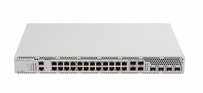 Коммутатор Ethernet 20 портов 10/100/1000Base-T 4 комбинированных порта 10/100/1000Base-T/1000Base-X(SFP) 4 порта 10GBase-R (SFP+) L3 2 слота для модулей питания ELTEX MES3324