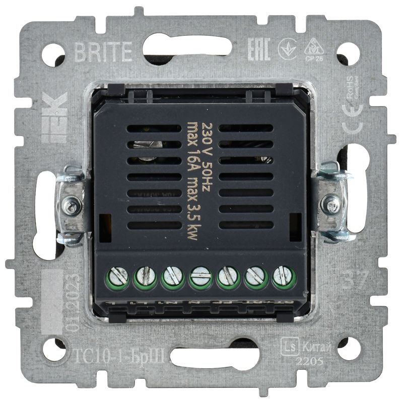 Термостат электронный с индик. BRITE СП IP20 ТС10-1-БрШ механизм шампань IEK BR-RT11-K37