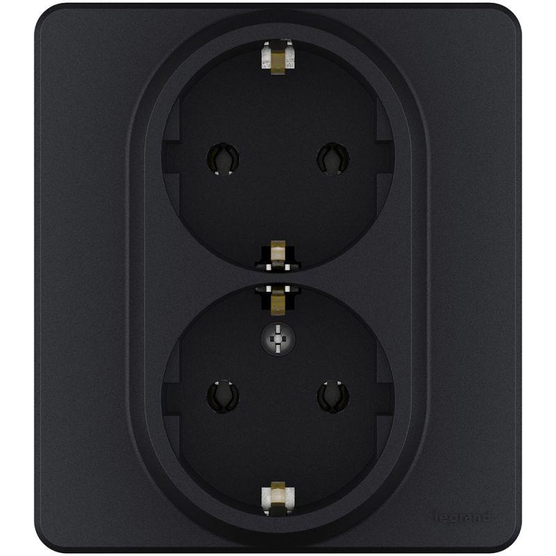 Розетка Inspiria 16А 250В 2х2P+E немецк. стандарт антрацит IEK 673753
