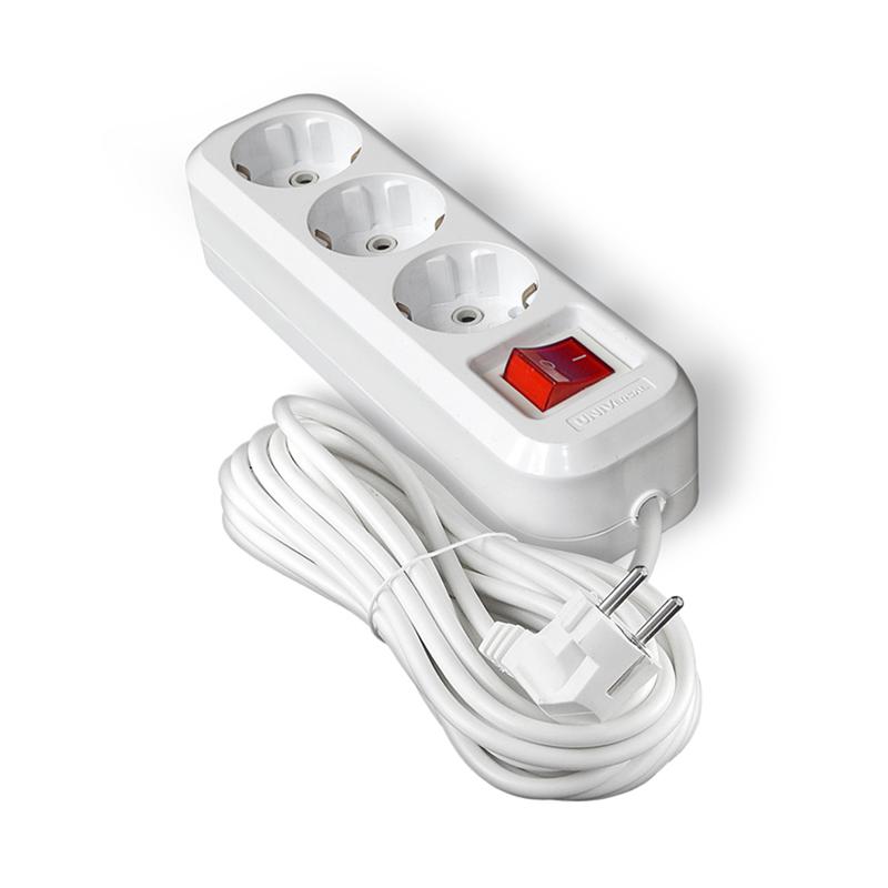 Удлинитель 3х7м с заземл. 10А IP20 S-303 ПВС 3х1 с выкл. UNIVersal 9631988