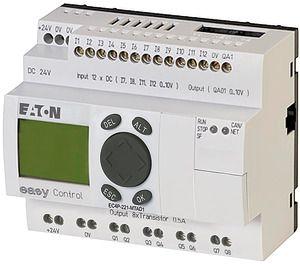 Контроллер компактный 24В DC 12DI (4 AI) 8 DO (T) 1AO CAN дисплей EC4P-221-MTAD1 EATON 106395