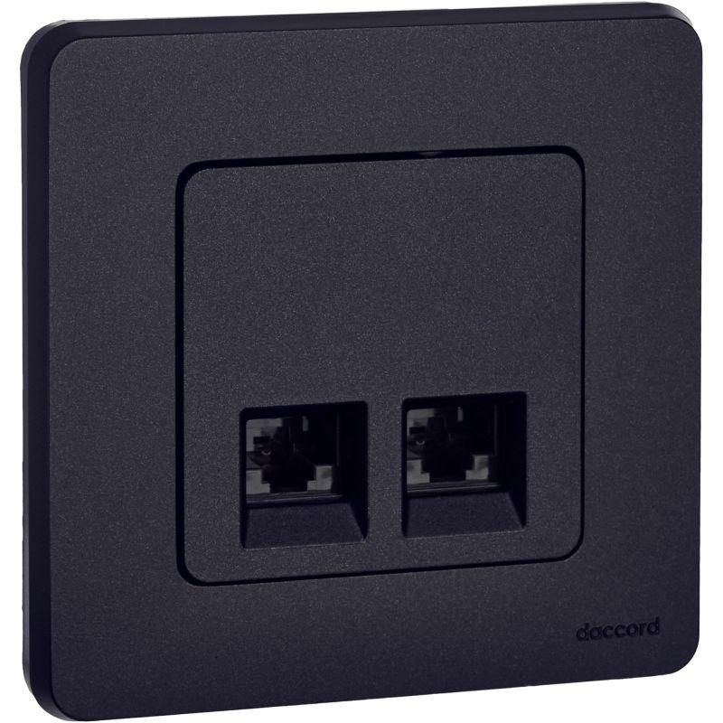 Розетка компьютерная 2-м Inspiria RJ45 кат.5E UTP антрацит IEK 673838