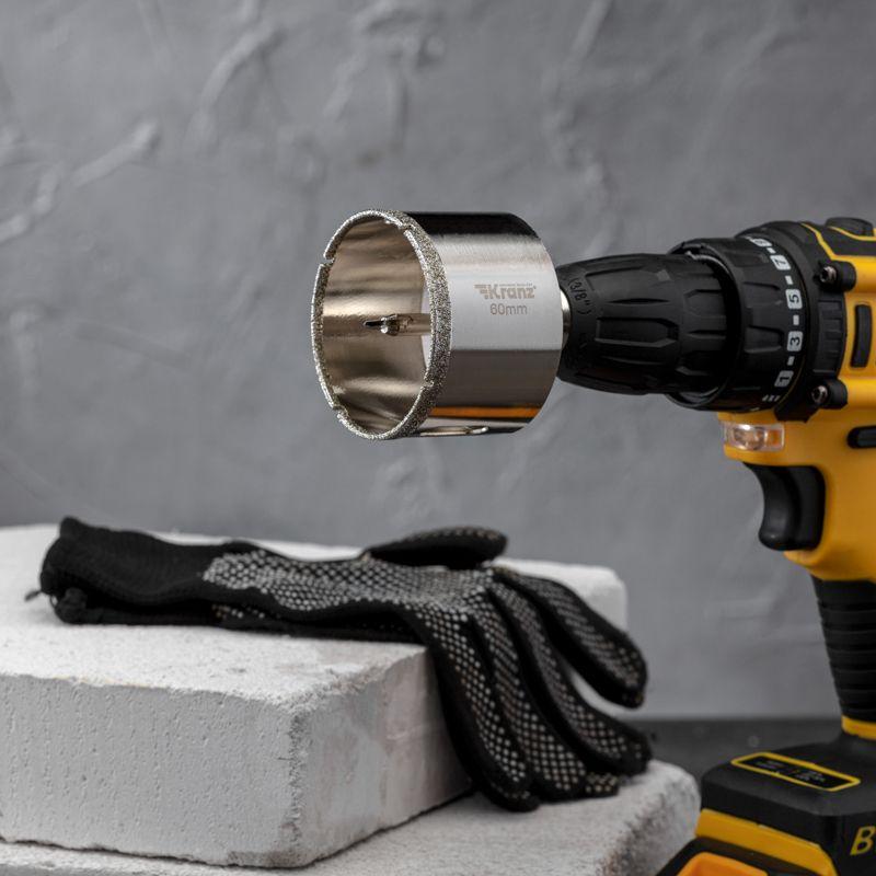 Коронка алмазная 60мм по керамограниту с центровочным сверлом Kranz KR-92-0016