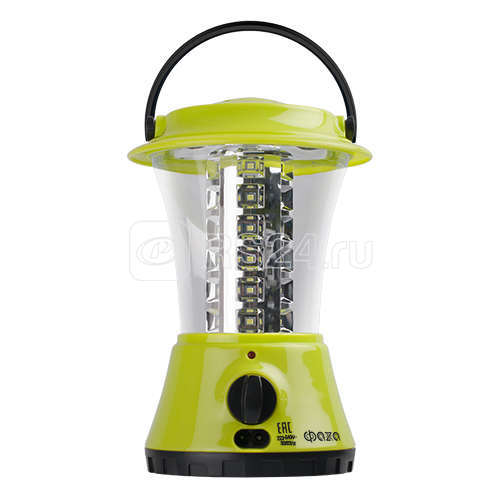 Фонарь аккумуляторный кемпинговый AccuF5-L36-gn 36SMD 2 режима: 100проц. 2ч/10проц. 16ч аккум. 1.6А.ч индикатор зарядки диммер зел. ФАZА 2851000