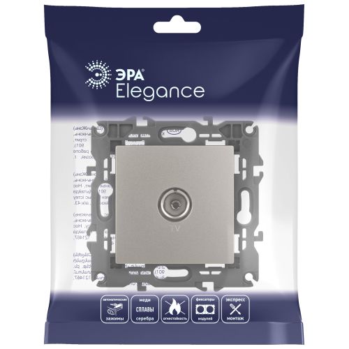 Розетка телевизионная одиночная TV Elegance 14-3101-16 титан Эра Б0065760