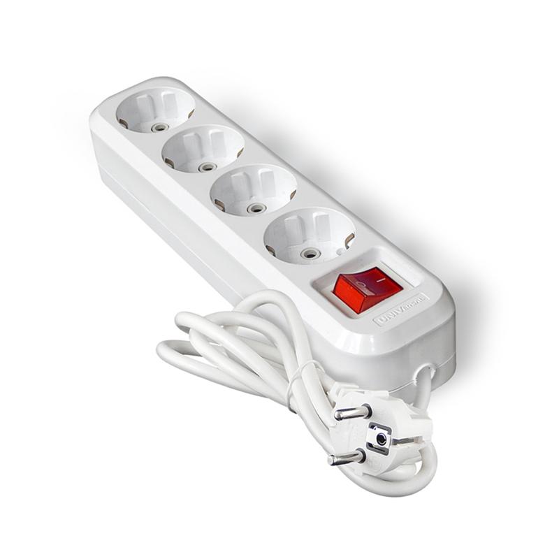 Удлинитель 4х2м с заземл. 16А IP20 S-304 ПВС 3х1 с выкл. UNIVersal 9634419
