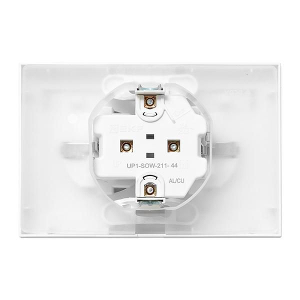Розетка 2-м СП Эпика 16А IP44 с заземл. защ. шторки с рамкой с крышками механизм бел. EKF UP1-SOW-211-44