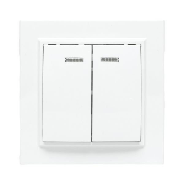 Выключатель 2-кл. СП Минск 10А IP20 с индикатором бел. Basic EKF ERV10-123-10