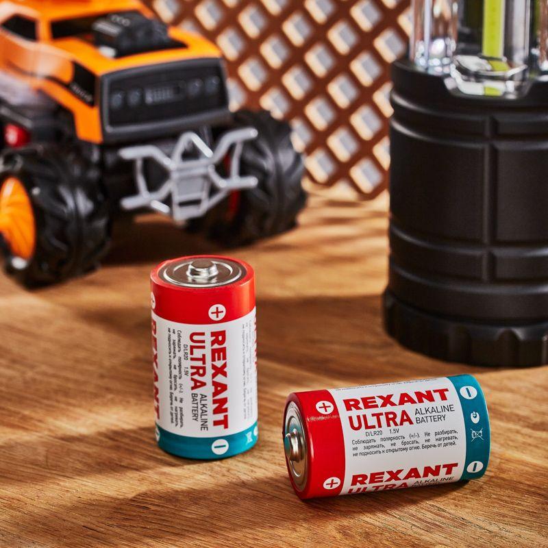 Элемент питания алкалиновый D/LR20 1.5В 15200мА.ч (блист.2шт) Rexant 30-1020 Элемент питания алкалиновый D/LR20 1.5В 15200мА.ч (блист.2шт) Rexant 30-1020