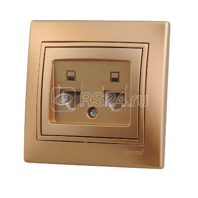 Розетка компьютерная 2-м СП Mira RJ45 зол. метал. LEZARD 701-1313-141