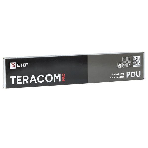 Блок PDU TERACOM PRO 19дюйм 1U 16А/250В 9 роз. Schuko шнур 2м 3х1.5кв.мм вилка Schuko корпус алюм. черн. EKF TRP-HPD-16A-9SH-2MSH