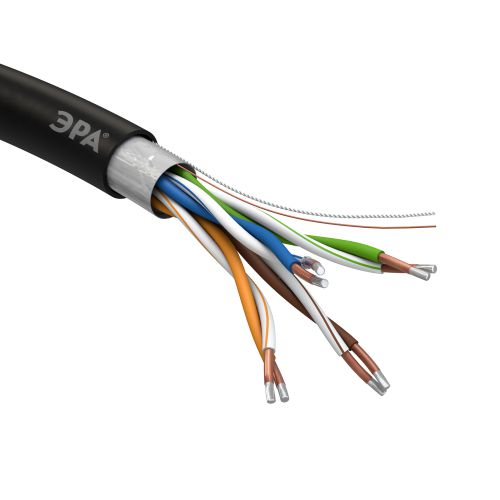 Кабель витая пара U/UTP кат.5E 2х2х24AWG solid CCA PVC Simple сер. (м) Эра Б0044433