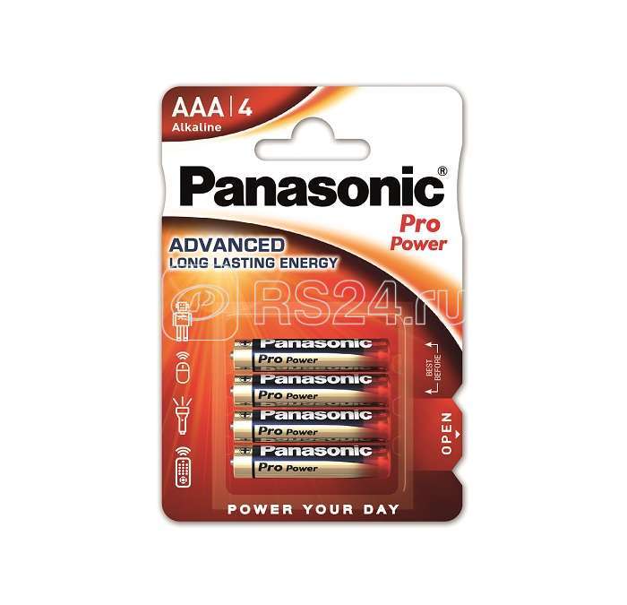 Элемент питания алкалиновый AAA/LR03 Pro Power 4BP (блист.4шт) Panasonic 17524