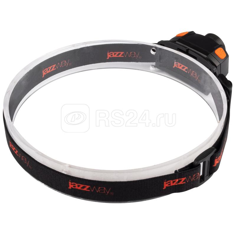 Фонарь аккумуляторный налобный AccuH1-L5WZ-og zoom LED 5Вт + 2хRED SMD IP54 5 режимов: 100проц. 180лм 3.5ч/50проц. 110лм 5.5ч/30проц. 65лм 15ч/красн. 28ч/мигающ. красн. 12ч аккум. 0.8А.ч управл. жестами черн./оранж. JazzWay 5036611