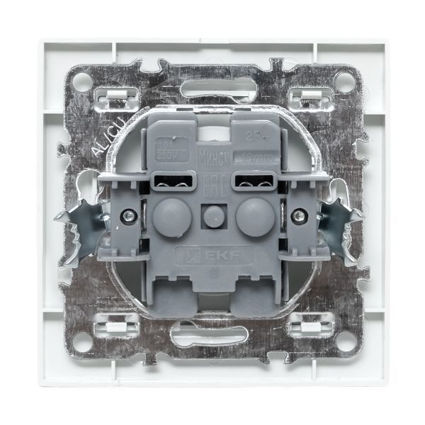Розетка 1-м СП Минск 10А IP20 без заземл. защ. шторки бел. Basic EKF ERR10-022-100