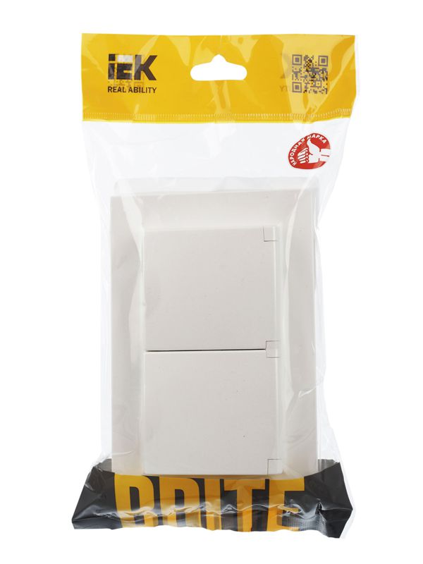 Розетка 2-м СП BRITE РСбш12-3-44-БрЖ 16А в сборе IP44 с крышкой жемчуж. IEK BR-R26-16-44-K36-F