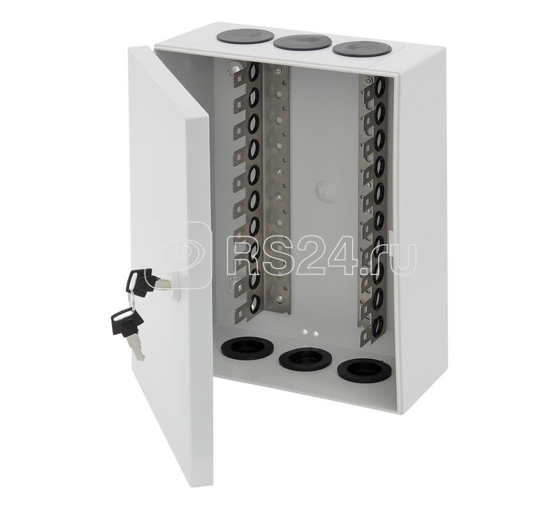 Бокс настенный распределительный на 10 плинтов (до 100 пар) с кронштейнами пластик. с замком 273х214х108мм сер. NIKOMAX NMC-WBPL10-PK