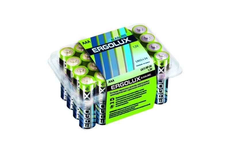 Элемент питания алкалиновый AAA/LR03 1.5В Alkaline BP-24 (уп.24шт) Ergolux 11746