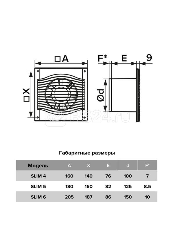 Вентилятор вытяжной осевой 150мм обратн. клапан бел. DiCiTi SLIM 6C